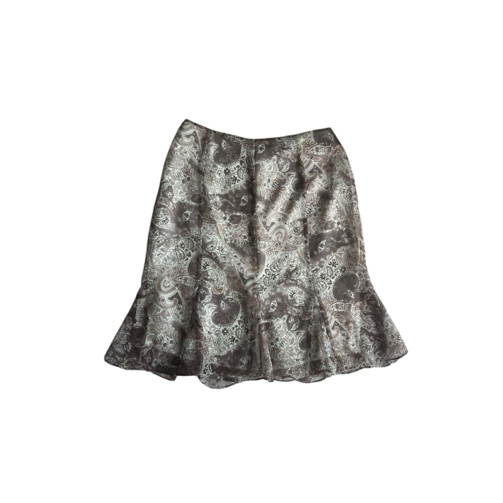 Brown & Ivory Paisley Vintage Flared Mini Skirt